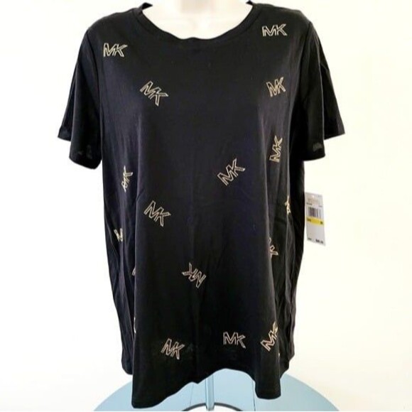 Michael Kors Black & Gold Studded Women's Logo T-Shirt. Size: Medium. NWT - Picture 9 of 9